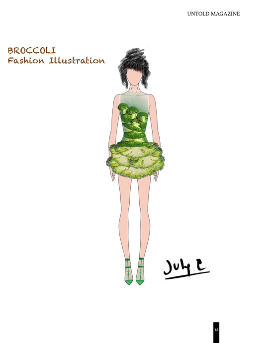 Broccoli Fashion Illustration by July Cortes Cardenas @cortescardenasjuly 