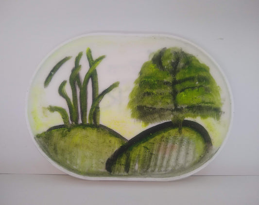 Upcycling Landscape | Soap Painting on Yoghurt Lid